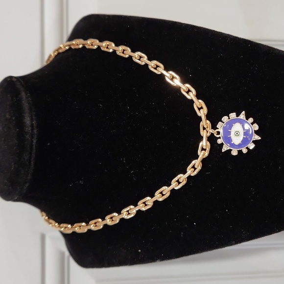 🔹House of Harlow 🔹1960 Gold Necklace with Blue Evil Eye  Pendant - Picture 1 of 7